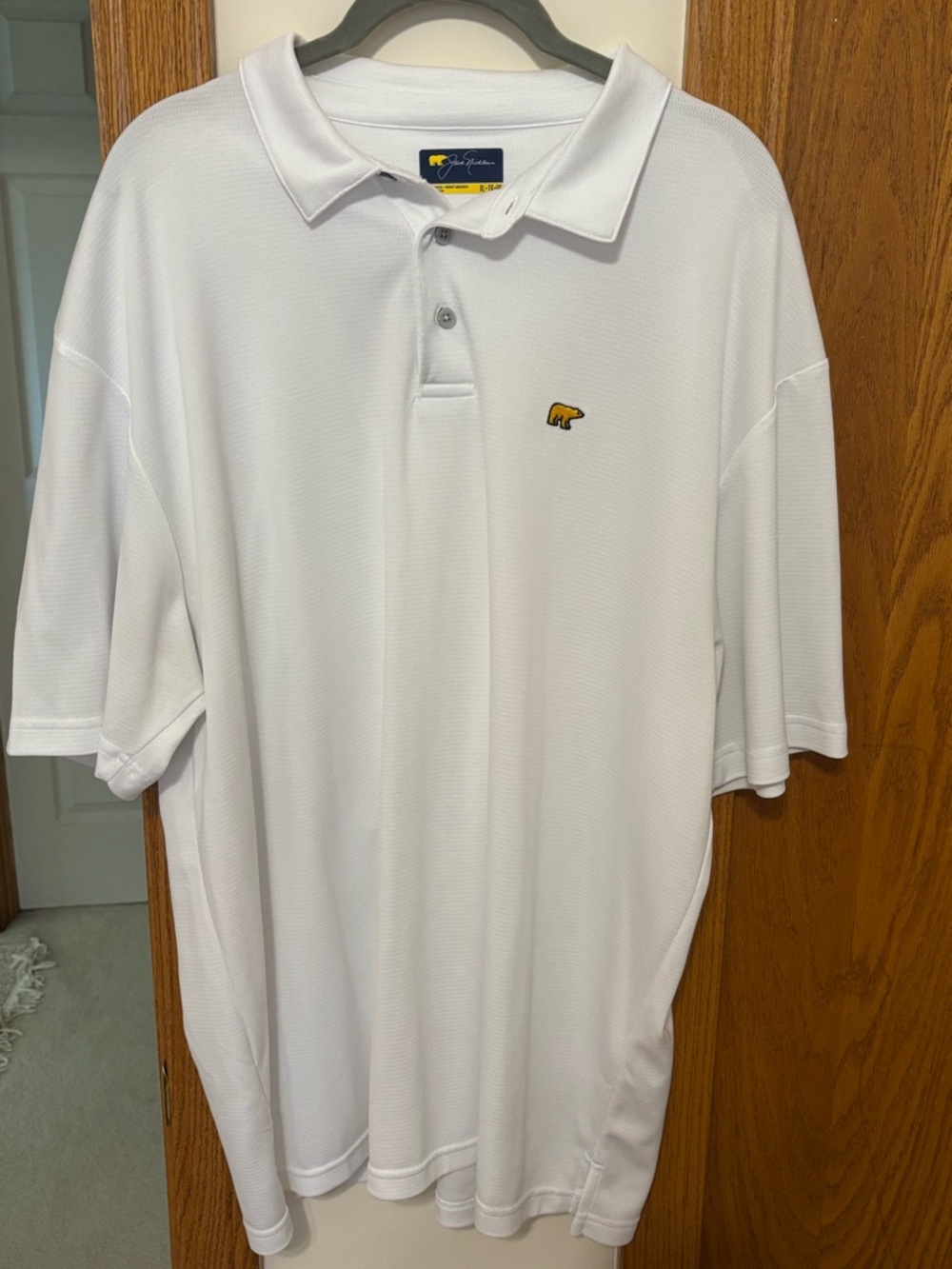 Jack Nicklaus White Polo with Yellow Bear Emblem